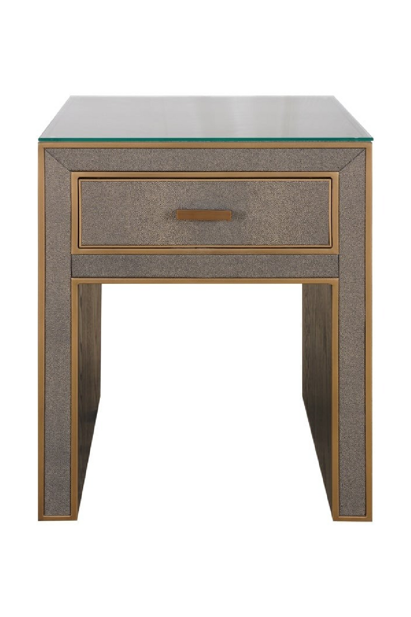 Table de chevet en cuir brun avec 1 tiroir | Richmond Bloomville | OROA.fr
