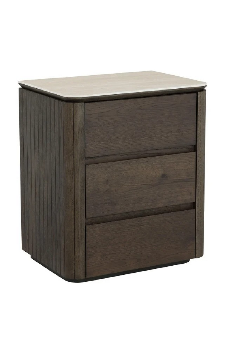 Table de chevet en chêne brun à 3 tiroirs | Richmond Interiors Ritz | OROA.fr