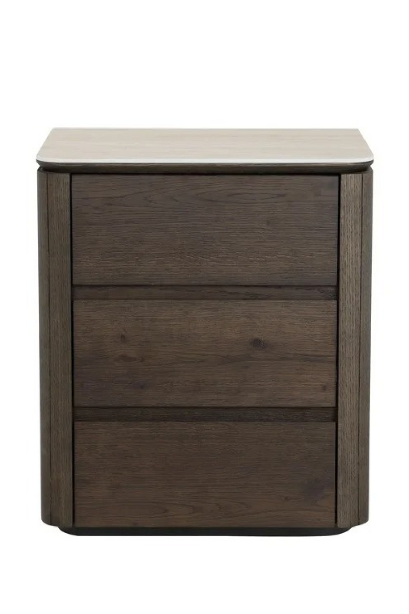 Table de chevet en chêne brun à 3 tiroirs | Richmond Interiors Ritz | OROA.fr