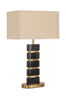 Lampe de table en marbre noir abat-jour beige | Richmond Lenore | OROA.fr