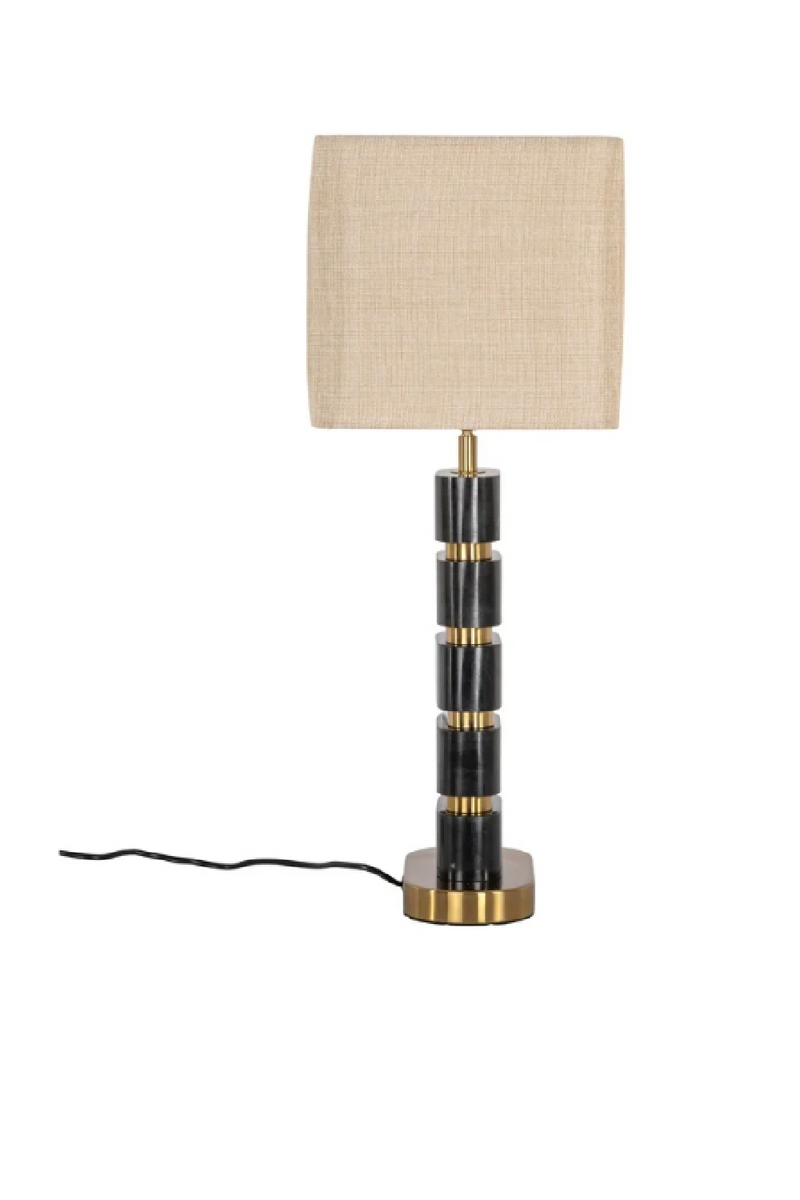 Lampe de table en marbre noir abat-jour beige | Richmond Lenore | OROA.fr