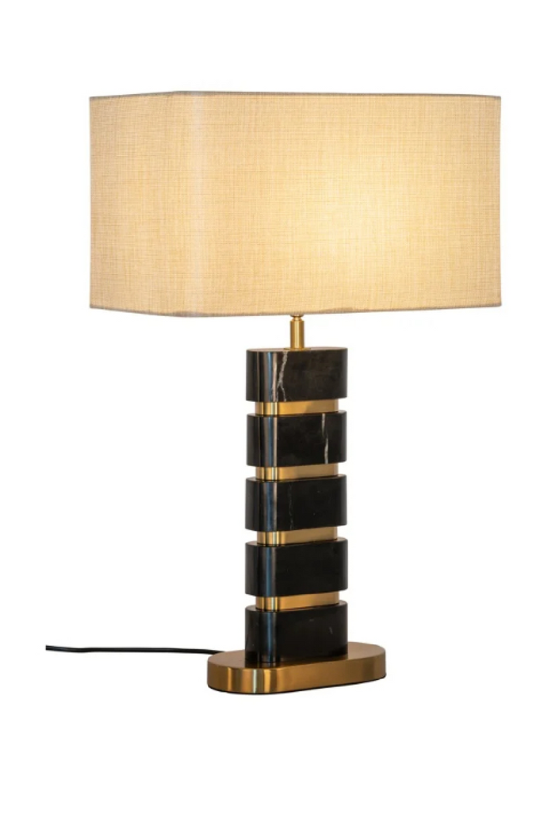 Lampe de table en marbre noir abat-jour beige | Richmond Lenore | OROA.fr