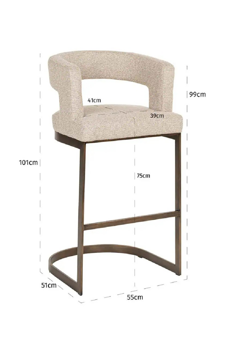 Tabouret de Bar en Porte-à-Faux Crème | Richmond Ellis | OROA.fr