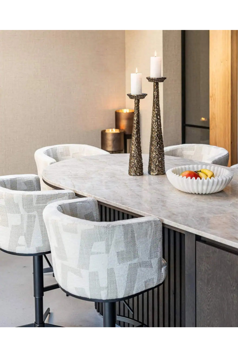 Tabouret De Bar/Comptoir Pivotant Graphique Beige | Richmond Cheyenne | OROA.fr