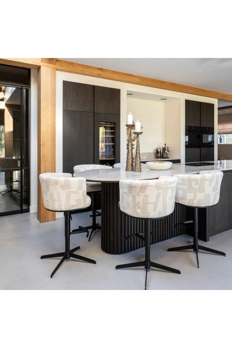 Tabouret De Bar/Comptoir Pivotant Graphique Beige | Richmond Cheyenne | OROA.fr