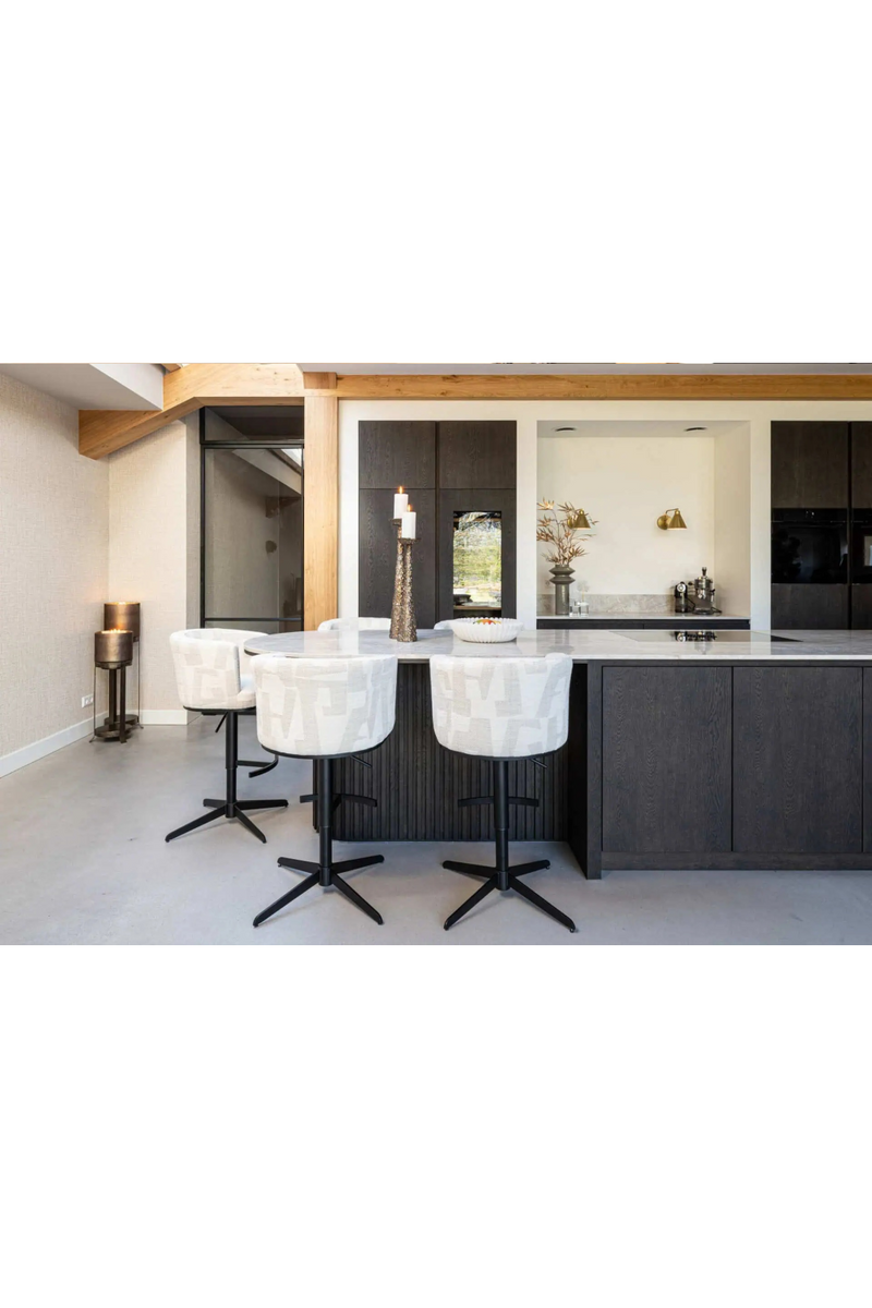 Tabouret De Bar/Comptoir Pivotant Graphique Beige | Richmond Cheyenne | OROA.fr