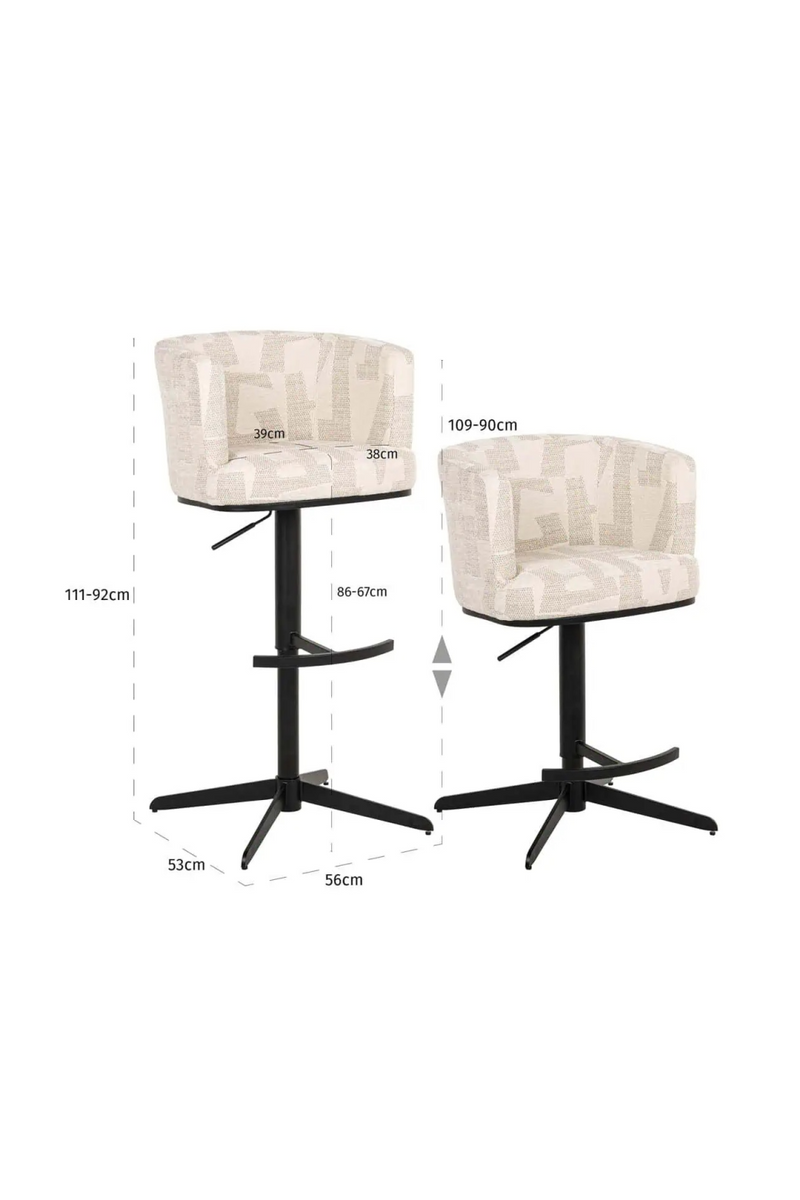 Tabouret De Bar/Comptoir Pivotant Graphique Beige | Richmond Cheyenne | OROA.fr