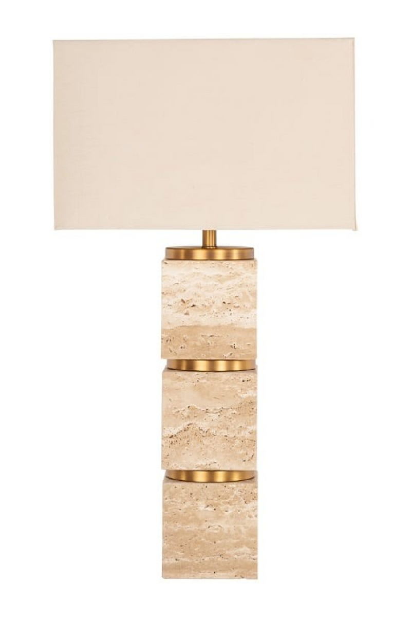 Lampe de table à base en travertin beige | Richmond Interiors Jaella | OROA.fr