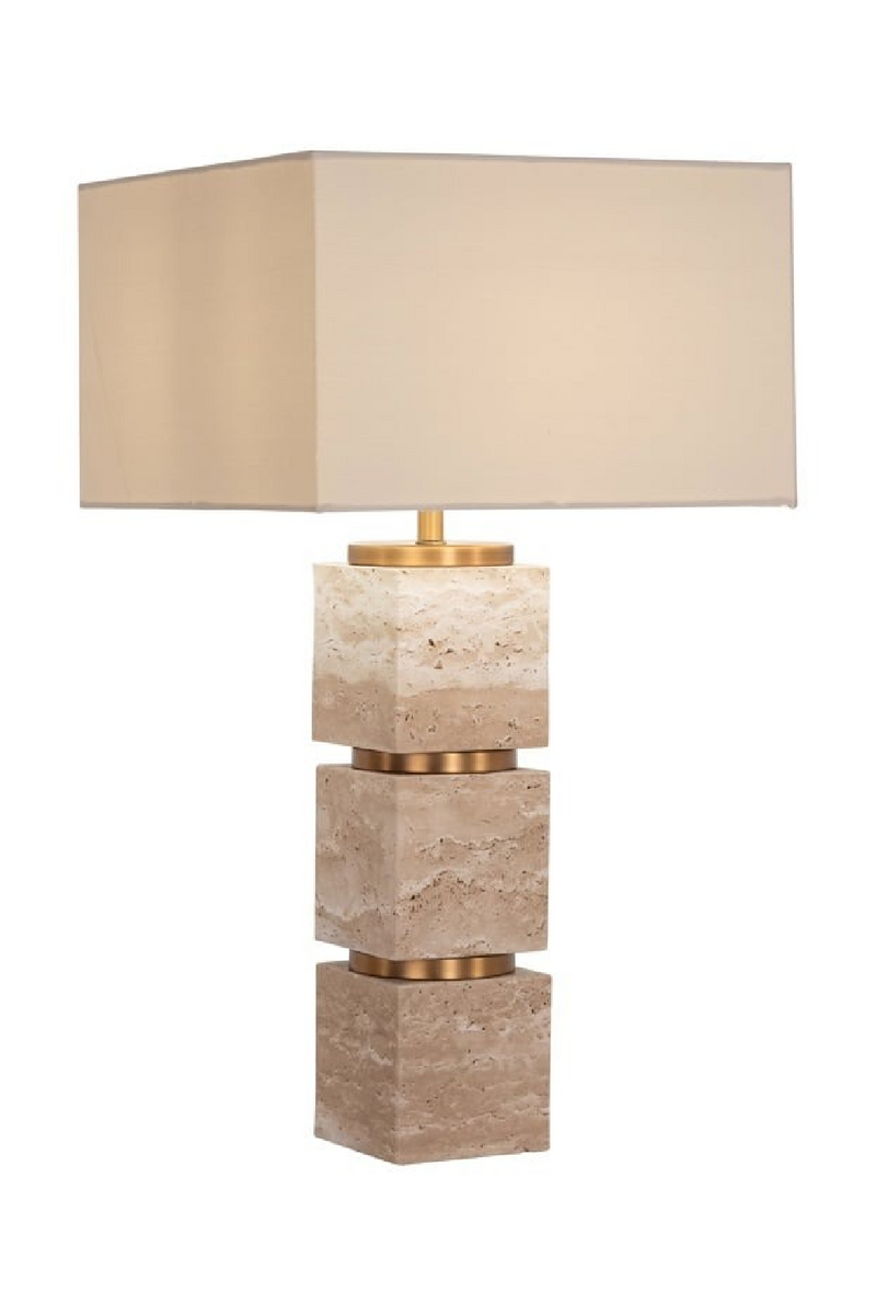 Lampe de table à base en travertin beige | Richmond Interiors Jaella | OROA.fr