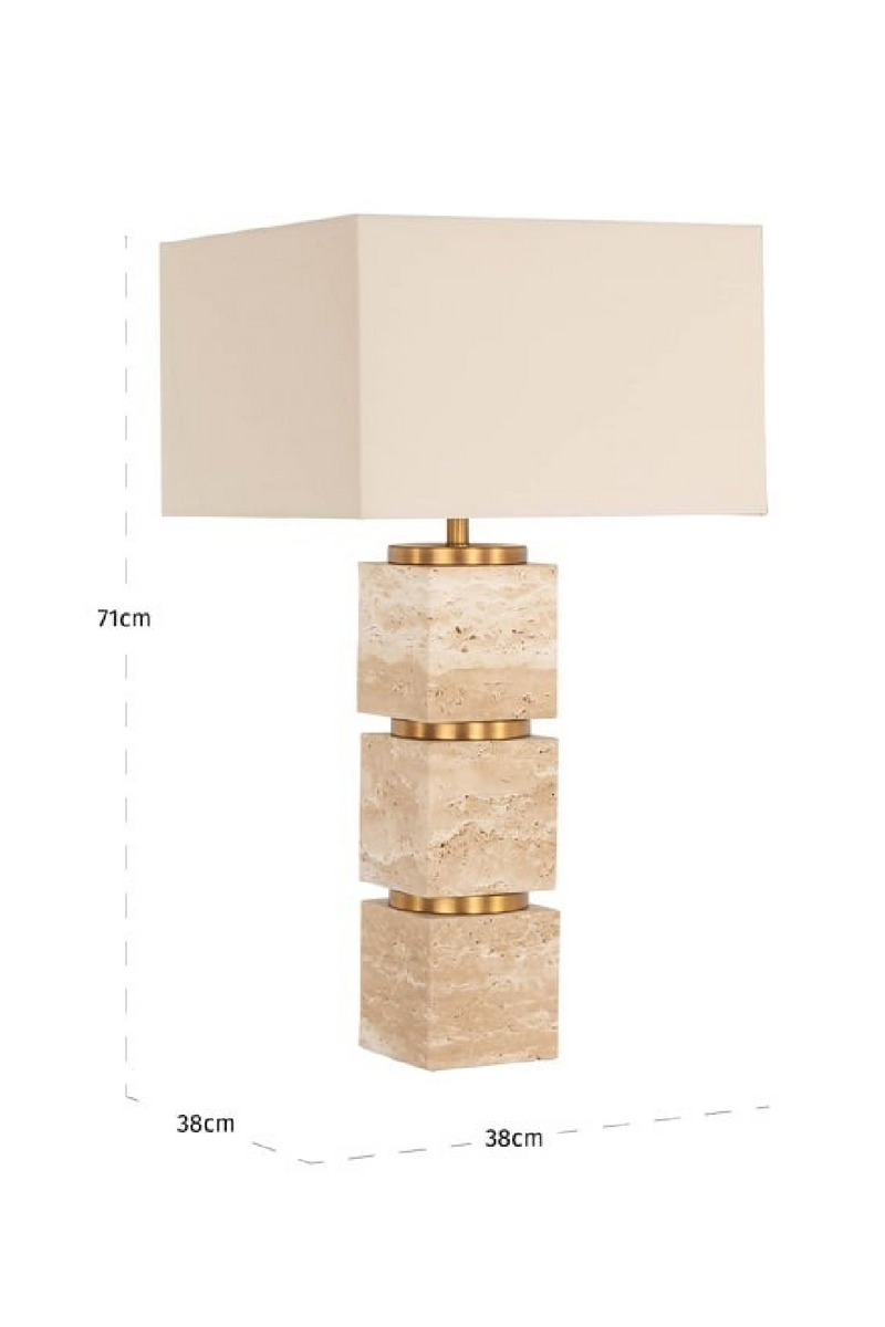 Lampe de table à base en travertin beige | Richmond Interiors Jaella | OROA.fr