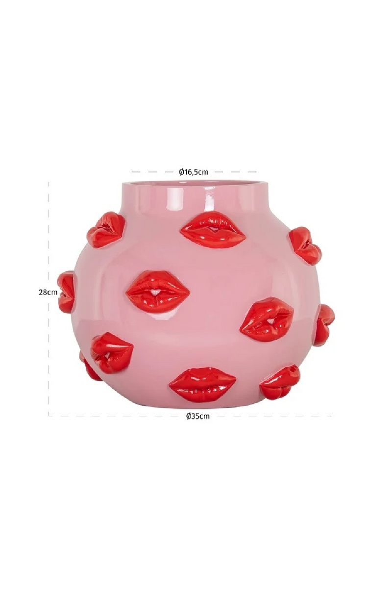 Vase Rose à Reliefs en Forme de Lèvres | Richmond Interiors Loth | OROA.fr