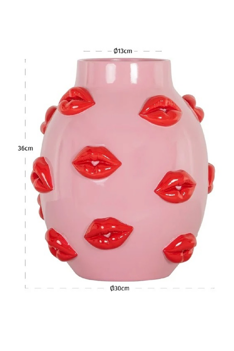 Vase Rose à Reliefs en Forme de Lèvres | Richmond Interiors Loth | OROA.fr