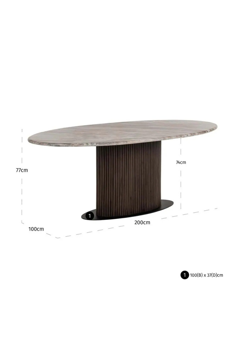 Table de Salle à Manger Ovale en Marbre Brun | Richmond Interiors Rasford | OROA.fr