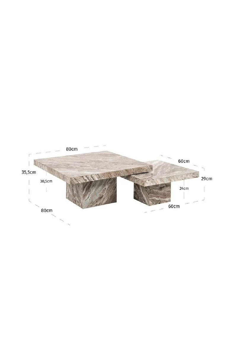 Ensemble de tables basses carrées en marbre (2) | Richmond Interiors Rashford | OROA.fr