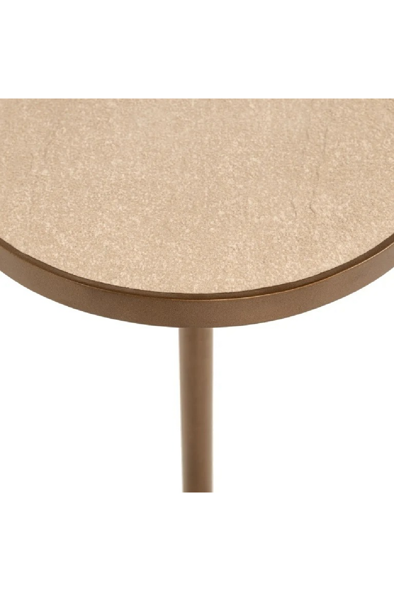 Table d’appoint sur piédestal en porcelaine beige | Richmond Interiors Selly | OROA.fr