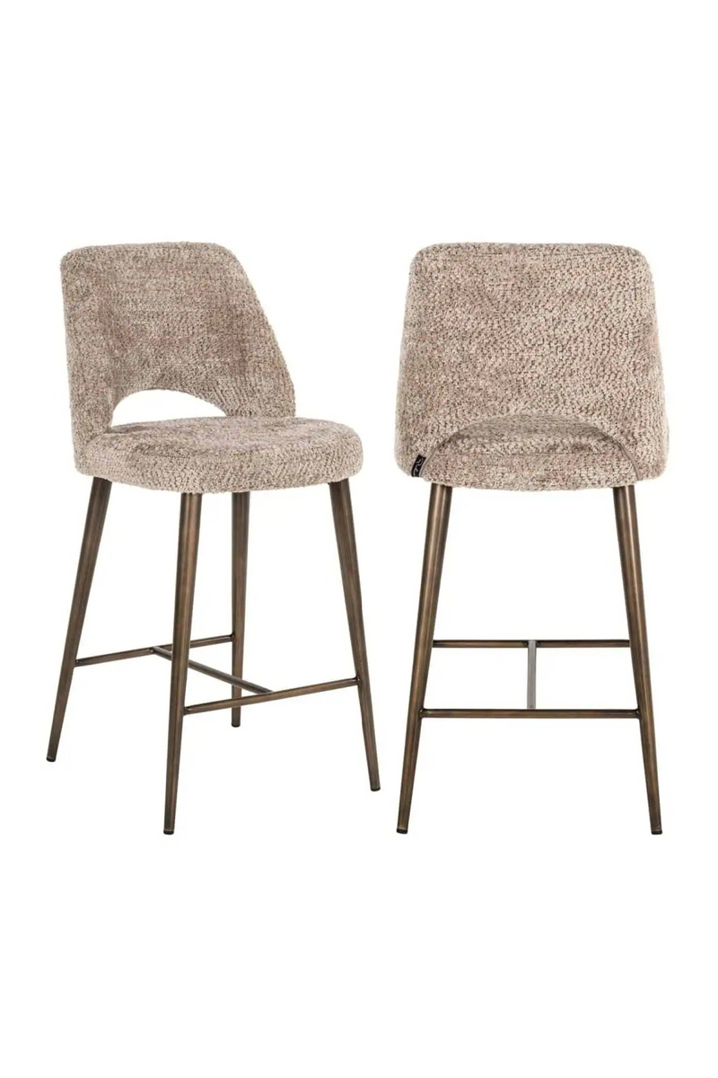 Tabouret de Comptoir à Dossier Découpé Beige | Richmond Interiors Delphine | OROA.fr