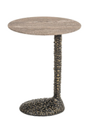 Table d’appoint ovale en travertin brun | Richmond Interiors Arosa | OROA.fr