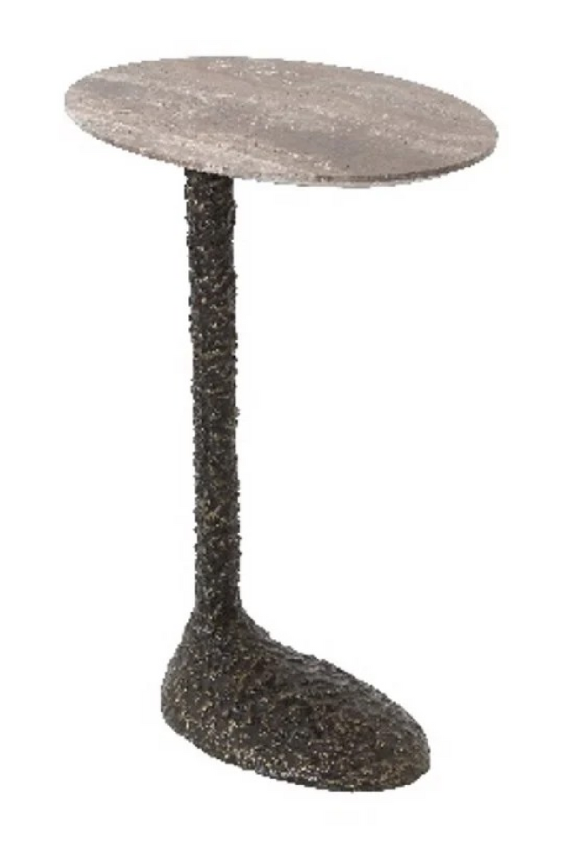 Table d’appoint ovale en travertin brun | Richmond Interiors Arosa | OROA.fr