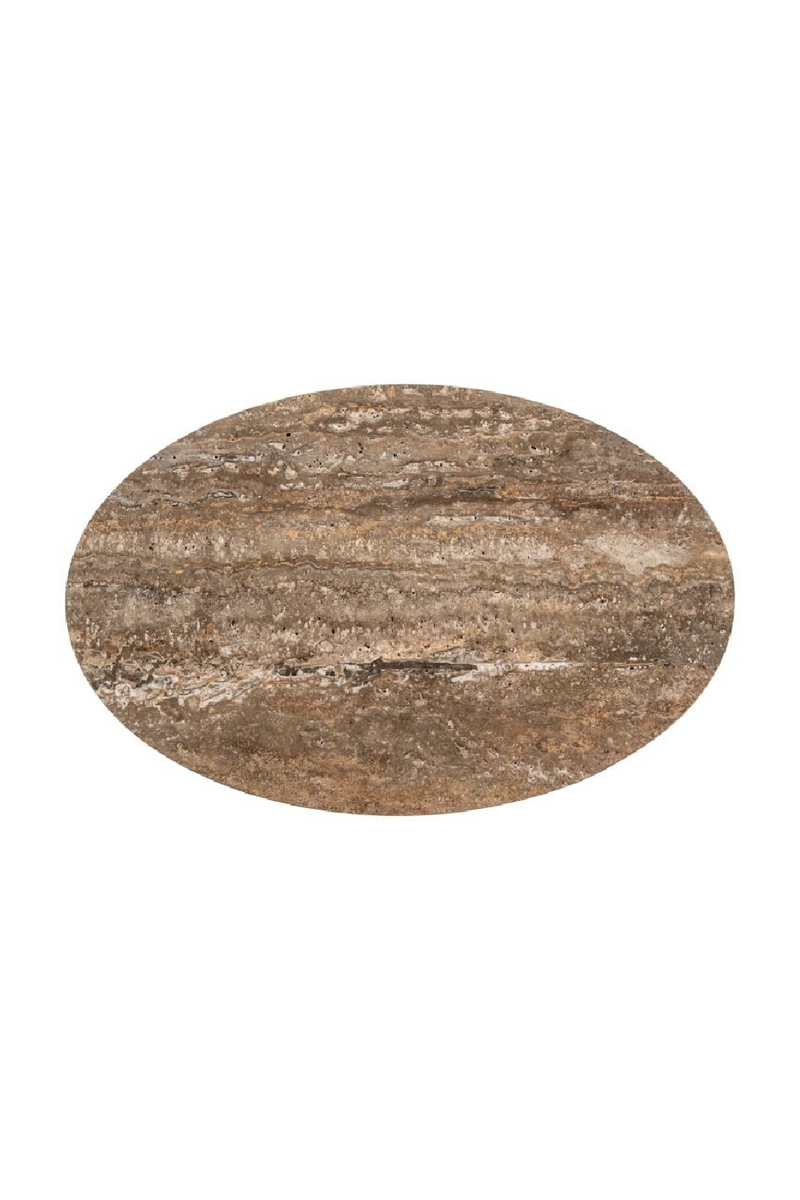 Table d’appoint ovale en travertin brun | Richmond Interiors Arosa | OROA.fr