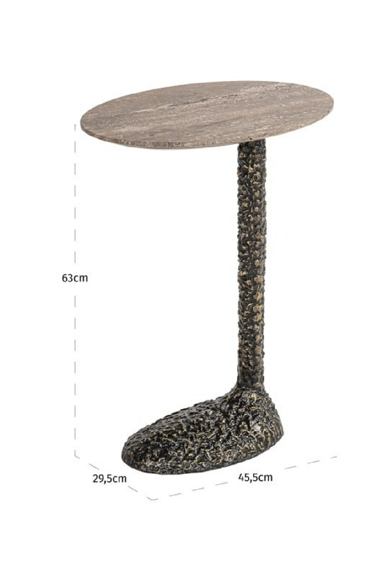 Table d’appoint ovale en travertin brun | Richmond Interiors Arosa | OROA.fr