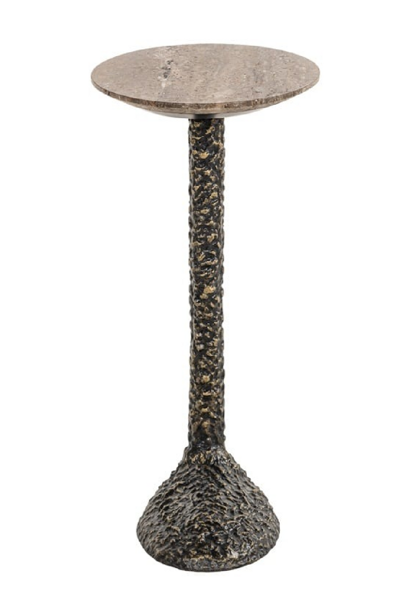 Table d’appoint ovale en travertin brun | Richmond Interiors Arosa | OROA.fr