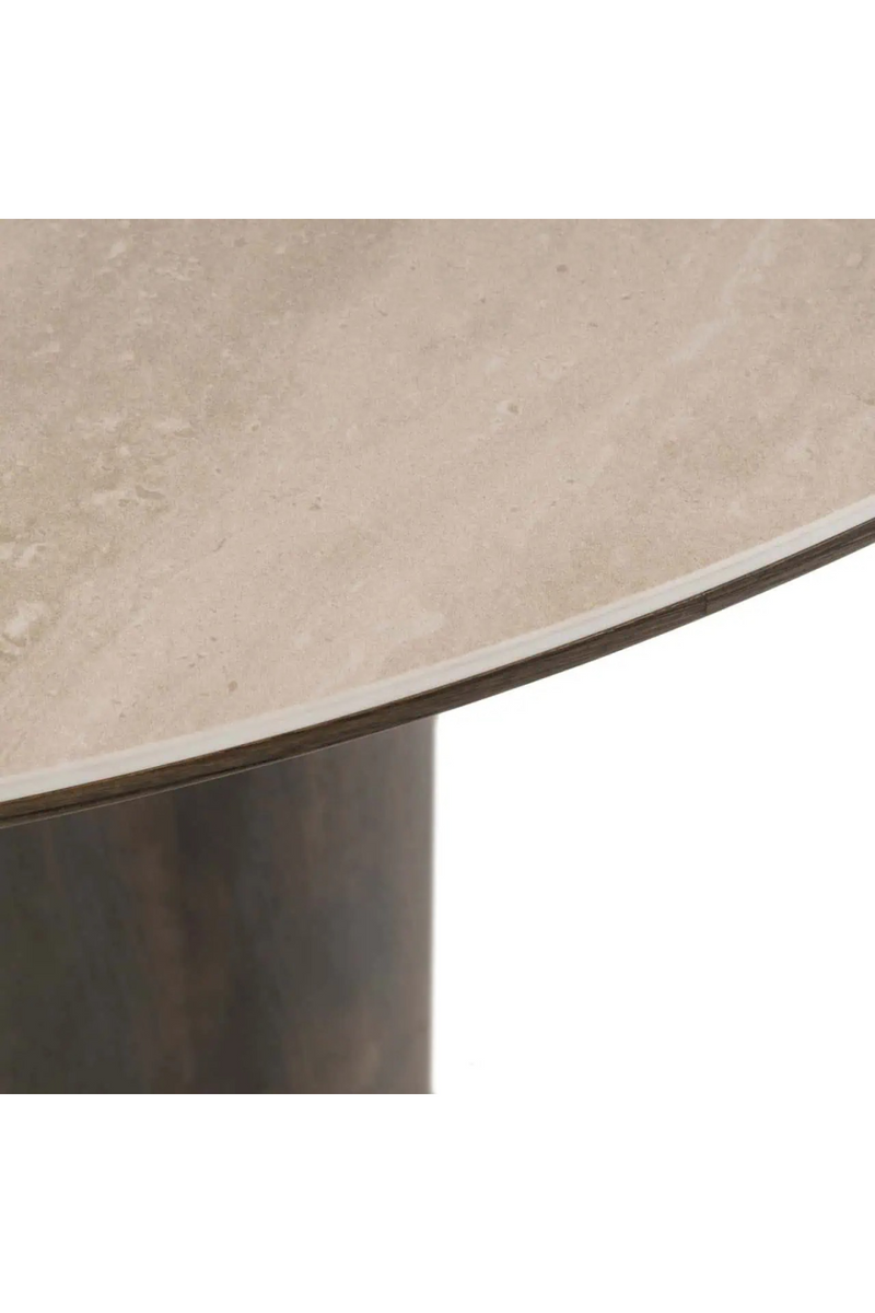 Table de Salle à Manger Ronde en Travertin Brun | Richmond Interiors Ritz | OROA.fr