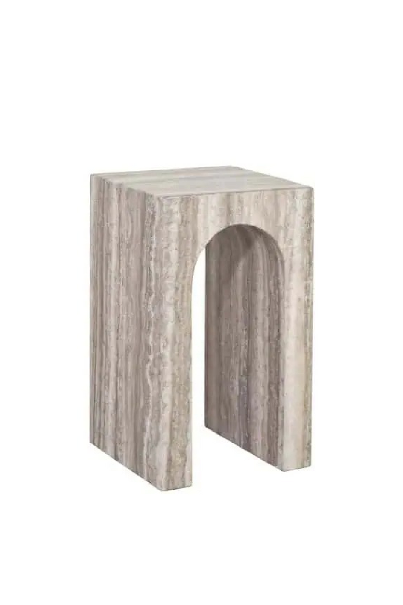 Table D’appoint Arquée en Travertin Gris | Richmond Interiors Dulce | OROA.fr