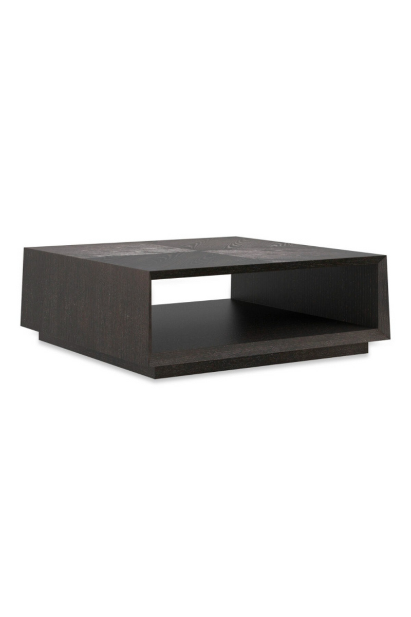 Travertine and smoked wood coffee table | Caracole Solid