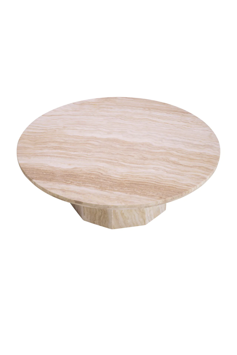 Table Basse Ronde en Travertin Argenté | Eichholtz Florence | OROA.fr