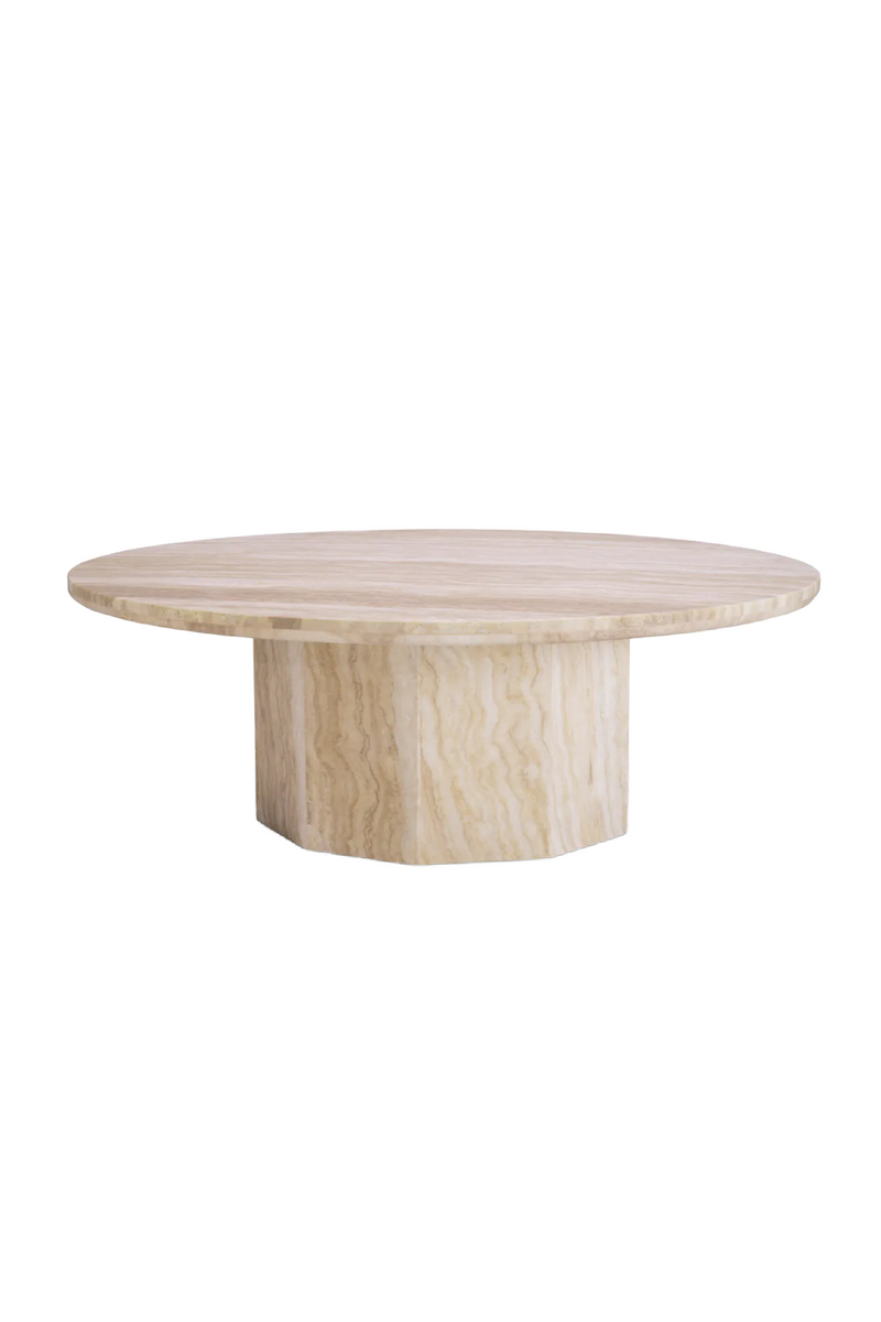 Table Basse Ronde en Travertin Argenté | Eichholtz Florence | OROA.fr
