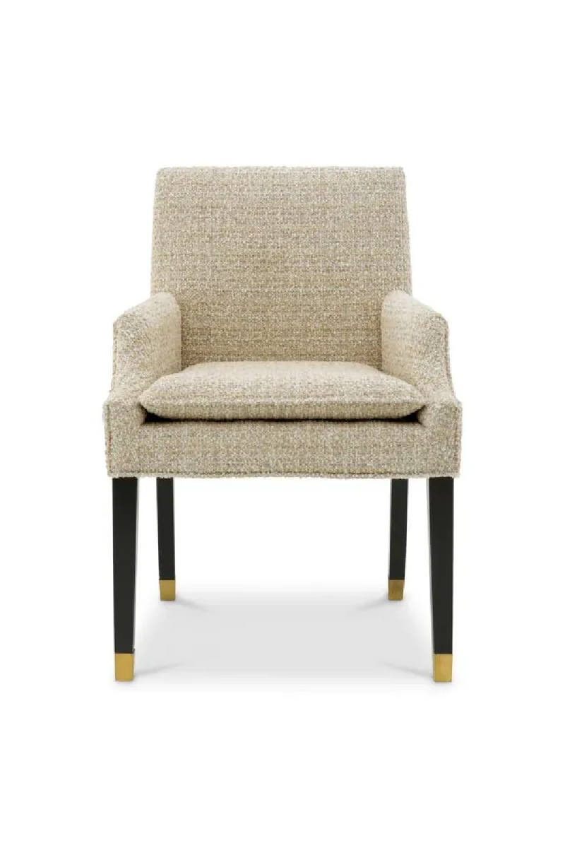 Fauteuil de Salle à Manger en Chenille Beige | Eichholtz Clayton | OROA.fr