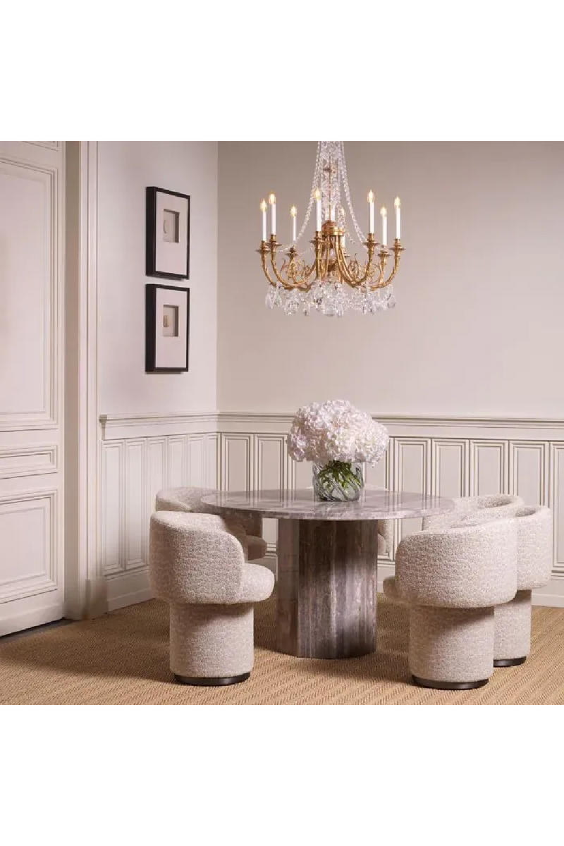 Chaise de Salle à Manger Pivotante en Jacquard Beige | Eichholtz Marly | OROA.fr