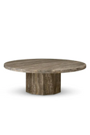 Table Basse Ronde en Travertin Argenté | Eichholtz Florence | OROA.fr