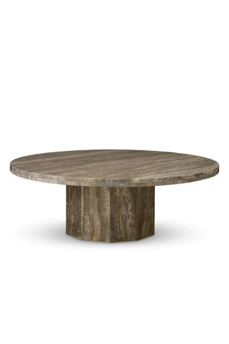 Table Basse Ronde en Travertin Argenté | Eichholtz Florence