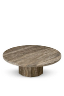 Table Basse Ronde en Travertin Argenté | Eichholtz Florence