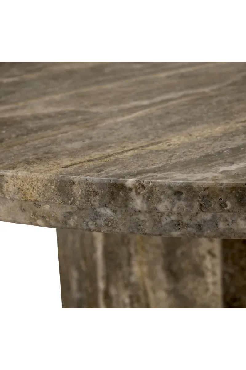 Table Basse Ronde en Travertin Argenté | Eichholtz Florence