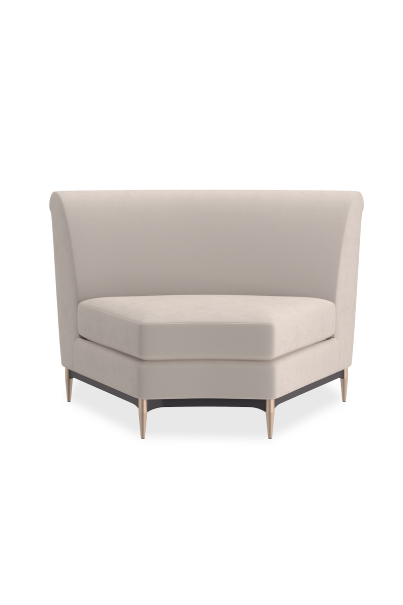 Canape d’Angle en Velours Beige | Caracole Three's Company | OROA.fr