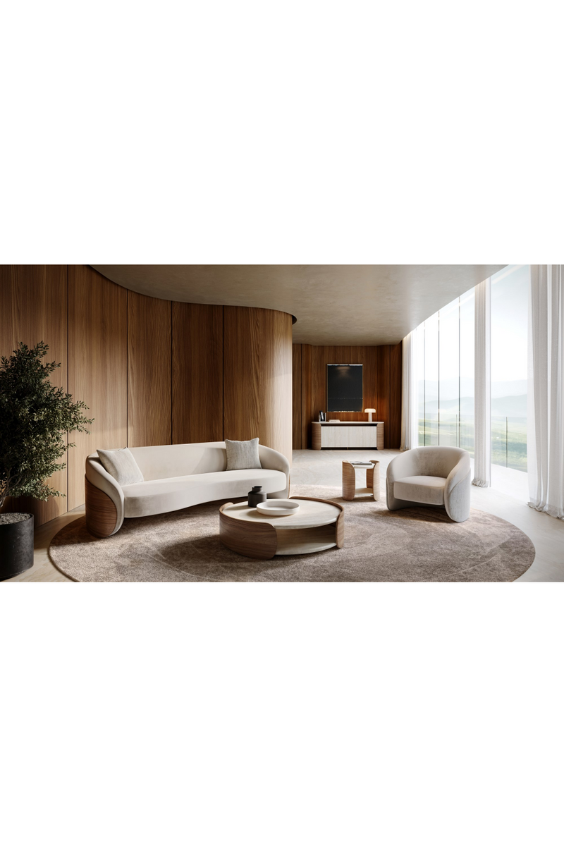 Canapé en mohair ivoire | Caracole Fleur | OROA.fr