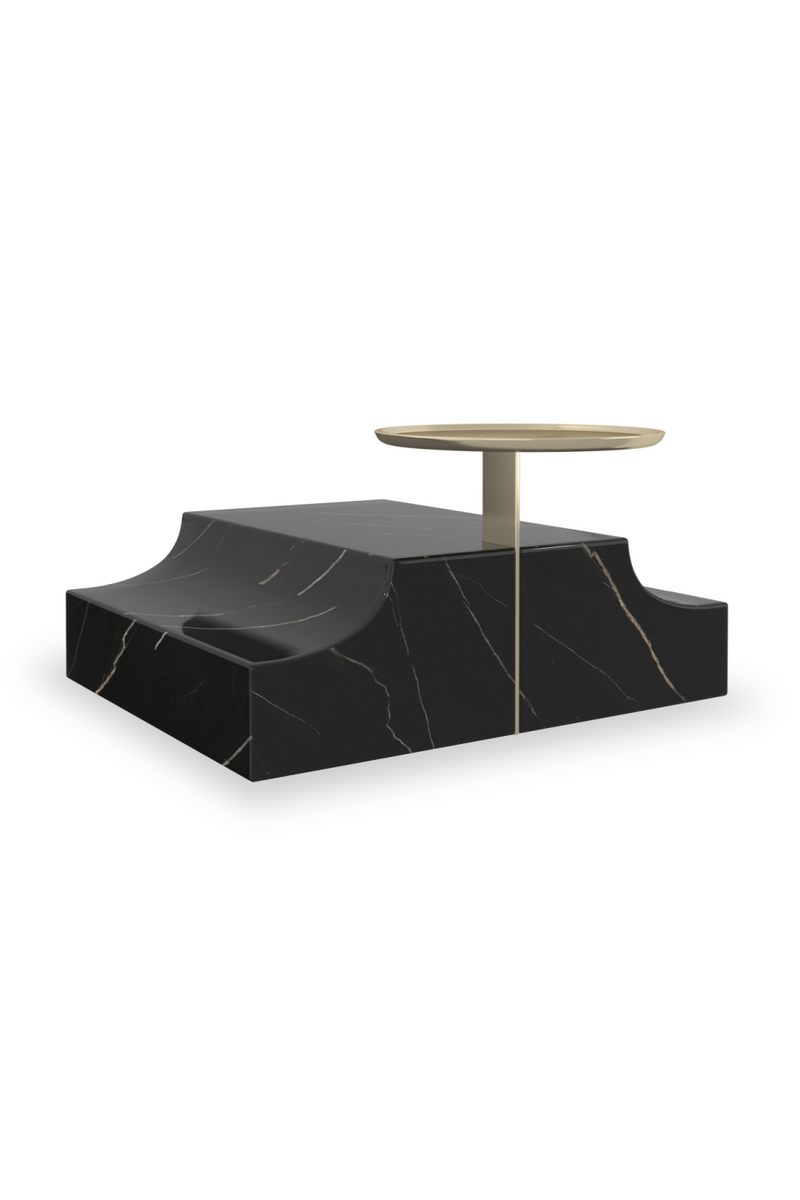 Base rectangulaire en marbre noir en forme de coin | Caracole Overlap | OROA.fr