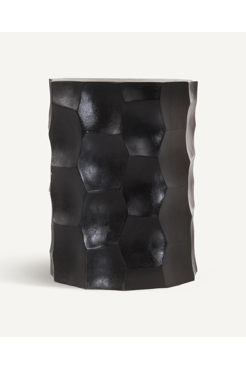 Tabouret noir mat sculpté | Vical Home Lesotto | OROA.fr