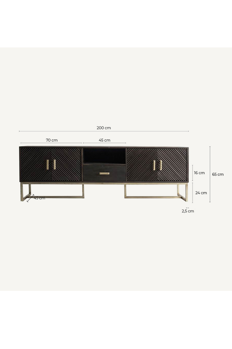 Meuble multimédia à cannelures diagonales | Vical Home Kraj | OROA.fr