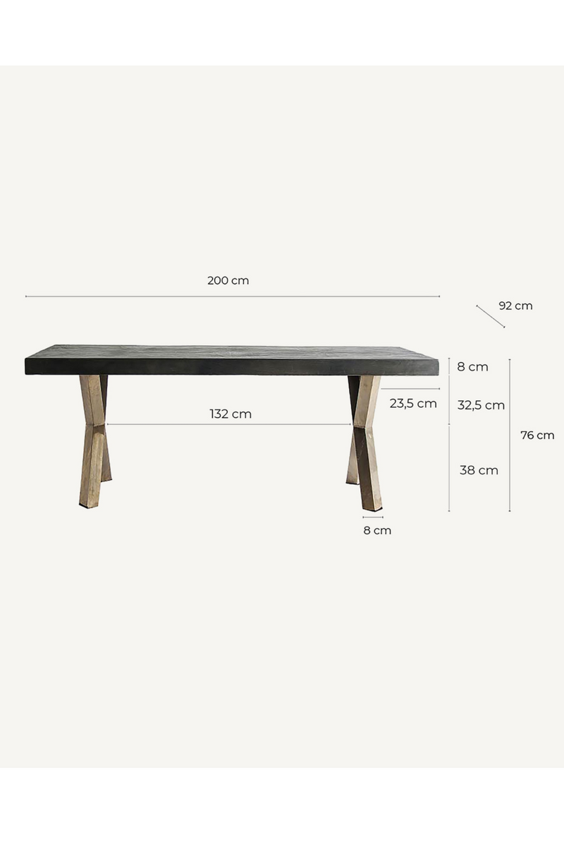 Table de salle à manger en bois à pieds en X | Vical Home Kapie | OROA.fr