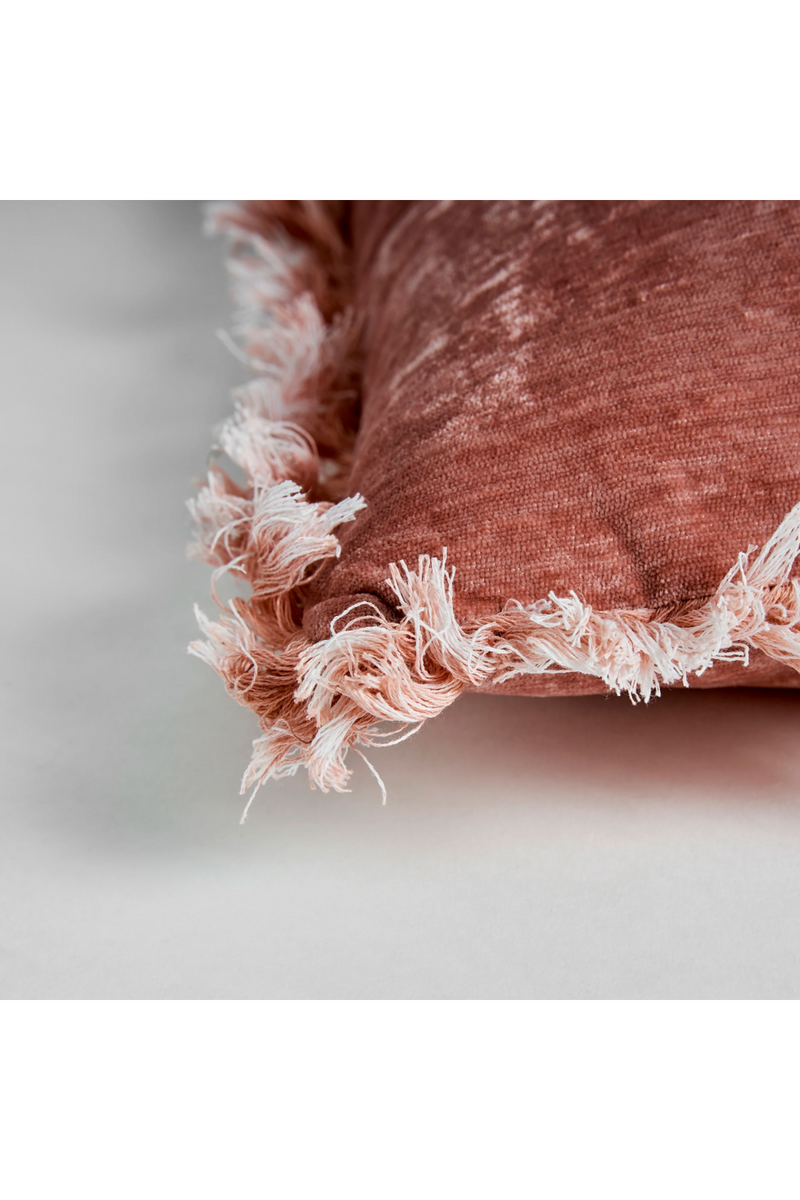 Coussin à franges en velours rose pâle I Vical Home Airlia | OROA.fr