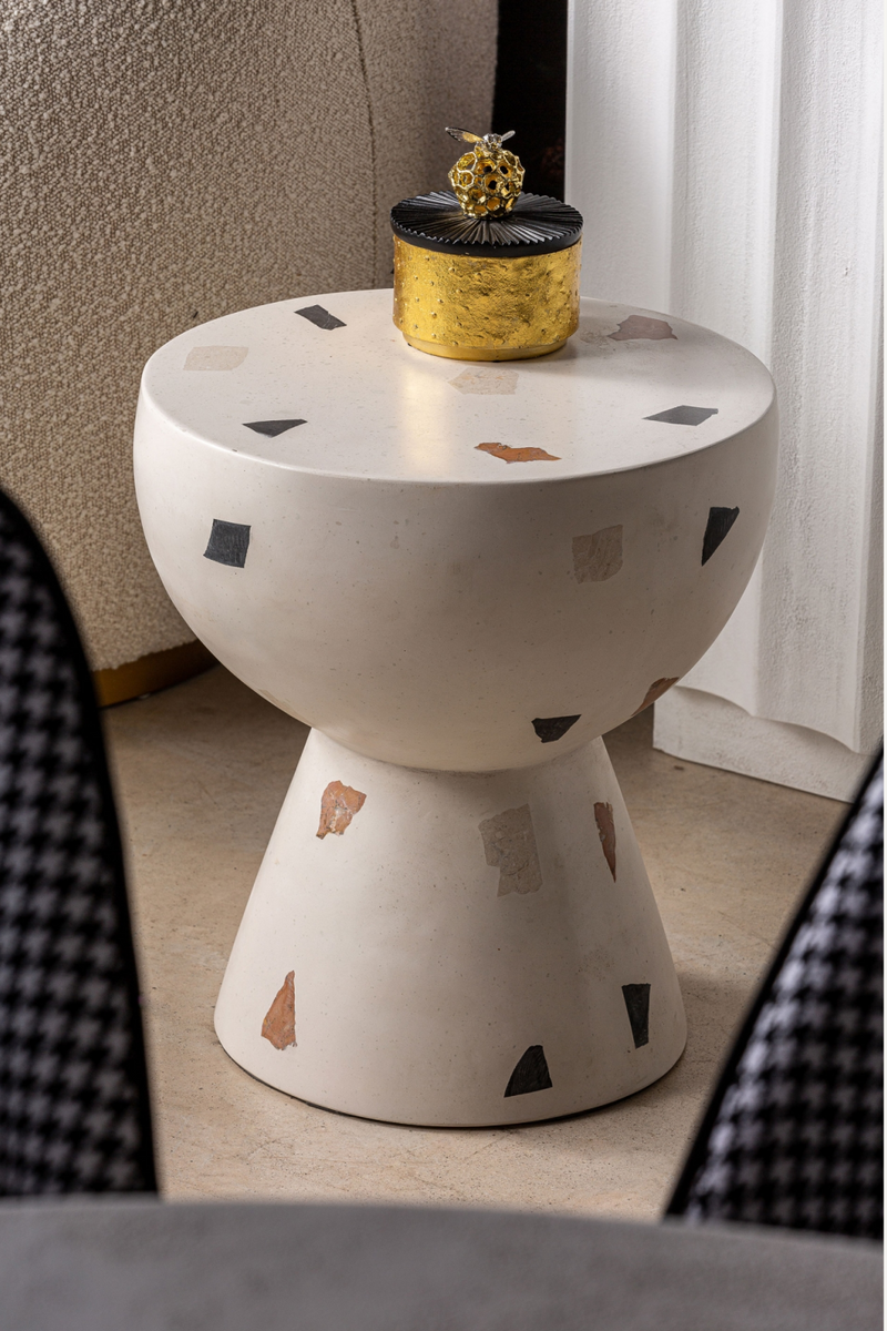 Table d'appoint en terrazzo blanc | Vical Home Massa | OROA.fr