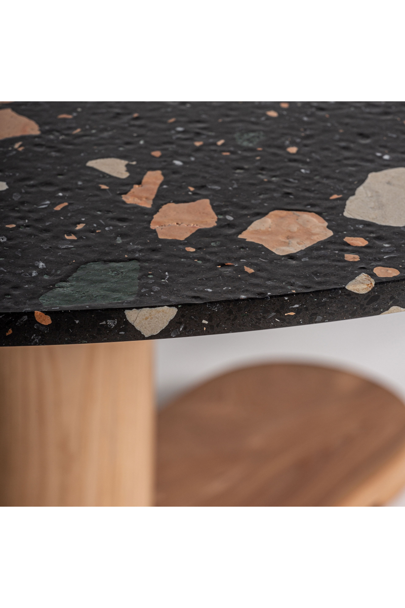 Table de salle à manger en terrazzo noir moucheté | Vical Home Budhir | OROA.fr