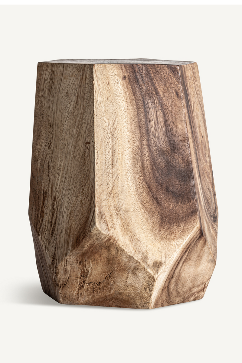 Table d'appoint en bois de suar facetté | Vical Home Rimini | OROA.fr