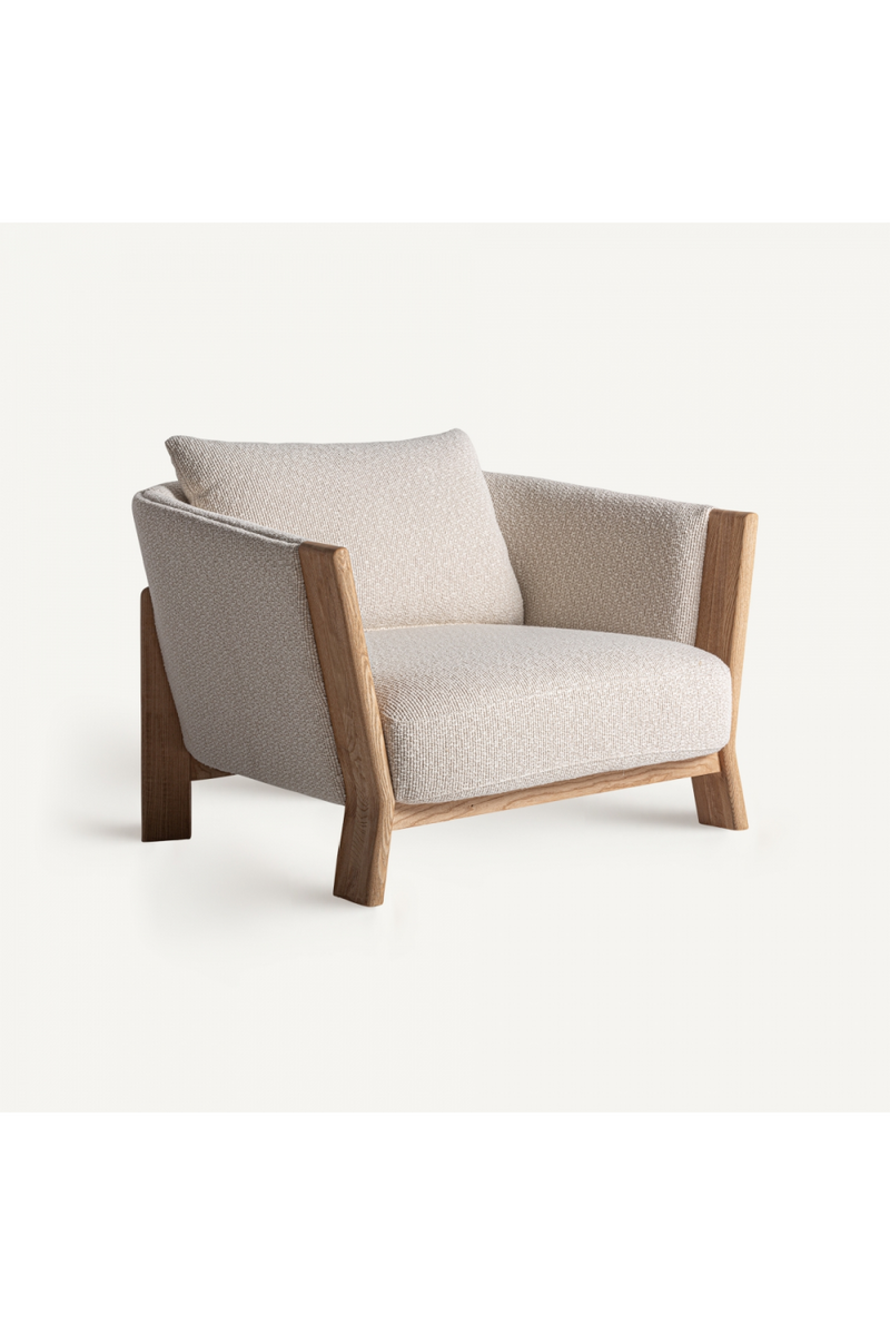 Fauteuil capitonné à accoudoirs en chêne naturel | Vical Home Nara | OROA.fr