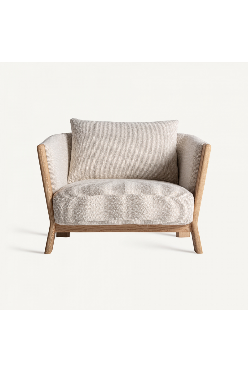 Fauteuil capitonné à accoudoirs en chêne naturel | Vical Home Nara | OROA.fr