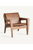 Fauteuil en cuir encadré d'acacia | Vical Home Melle | OROA.fr