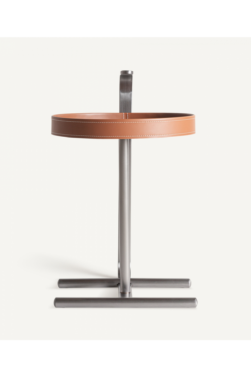 Table d'appoint en cuir brun | Vical Home Geisinngen | OROA.fr